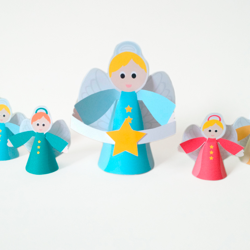 Moldes de Anjos - Desenhos de Natal para Colorir - Brinquedos de Papel