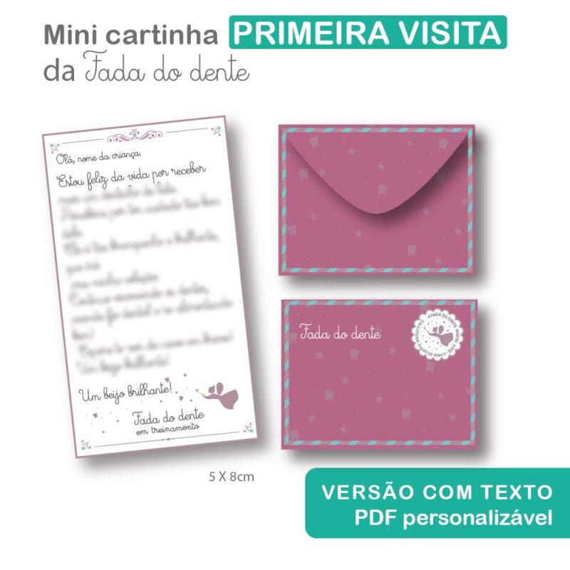 Carta personalizável da Fada do Dente - Primeiro dentinho