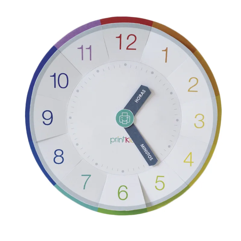 um relógio de papale para imprimir e aprender as horas