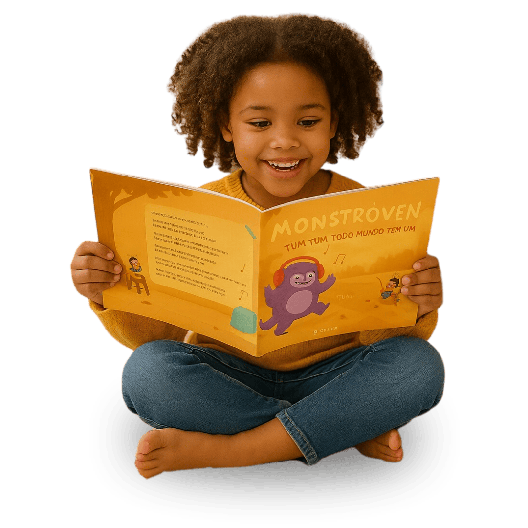 Menina lendo livro Monstrôven
