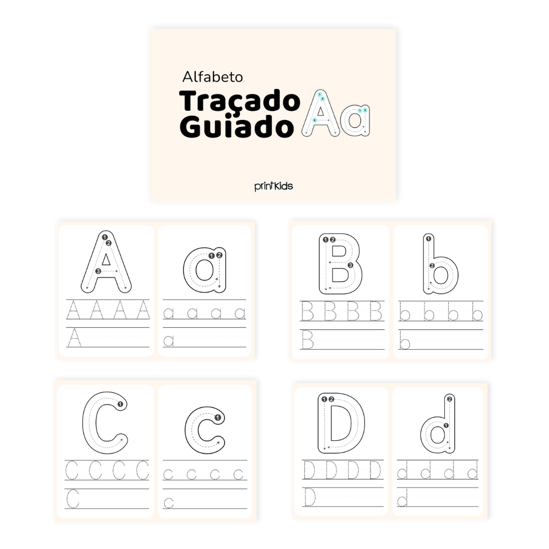 Fichas de treino - Alfabeto traço guiado